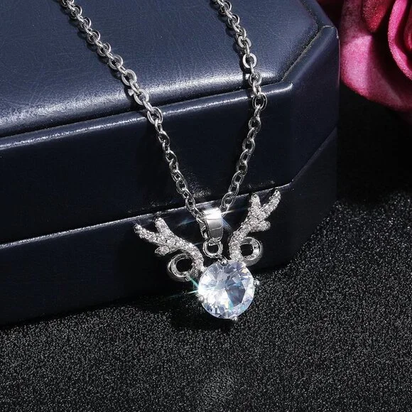 💎 Unique Antlers Design Clavicle Pendant Necklace for Women, INDN8636 - Picture 5 of 6